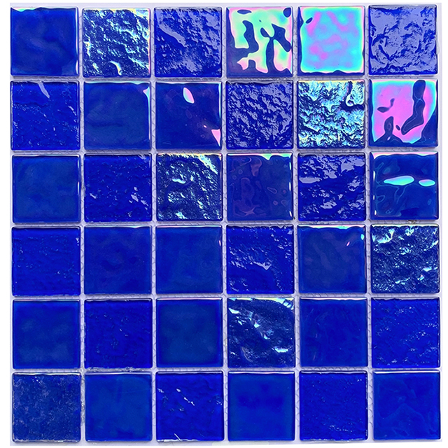48x48mm 정사각형 무지개 빛깔의 효과 파란색 유리 모자이크